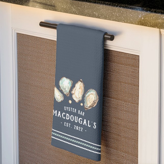 Oyster & Pearl Personalised Family Name Oyster Bar Tea Towel (Creator Uploaded)