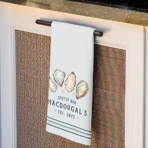 Oyster & Pearl Personalised Family Name Oyster Bar Tea Towel