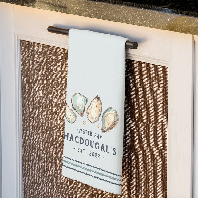 Oyster & Pearl Personalised Family Name Oyster Bar Tea Towel (Creator Uploaded)