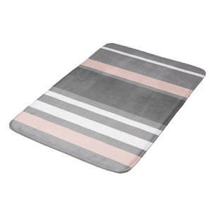 Oyster Pink and Gray Stripes Bath Mat