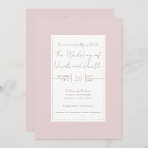 Oyster Pink & Gold Modern Minimal Wedding Invitation