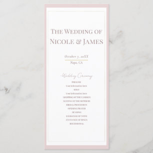 Oyster Pink & Gold Modern Minimal Wedding Program
