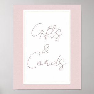 Oyster Pink & Gold Modern Wedding Gifts Cards Sign