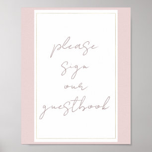 Oyster Pink & Gold Modern Wedding Guestbook Sign