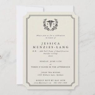 Oyster RD Caduceus+Laurel Wreath Invitation
