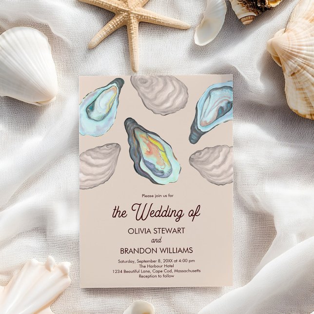 Oyster Roast Coastal Seaside Watercolor Wedding  Invitation (Creator Uploaded)
