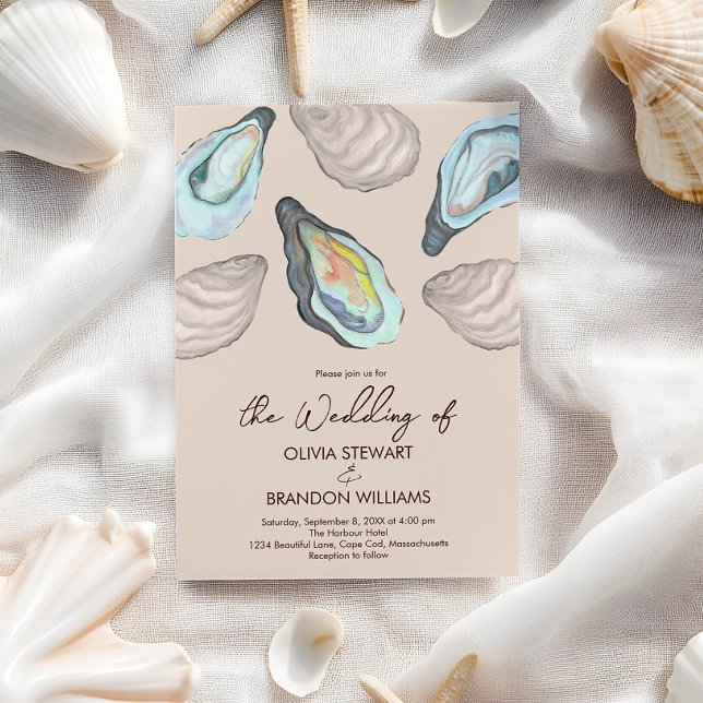 Oyster Roast Coastal Seaside Watercolor Wedding  Invitation (Creator Uploaded)
