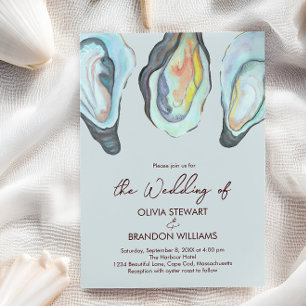 Oyster Roast Coastal Seaside Watercolor Wedding  Invitation