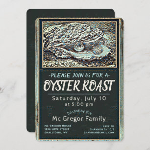 Oyster Roast Tan and Blue All Purpose Invitation
