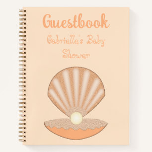 Oyster shell and Pearl Gender Neutral Baby Shower Notebook