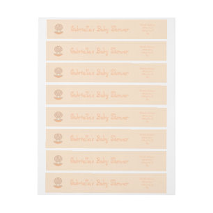 Oyster shell and Pearl Gender Neutral Baby Shower Wraparound Address Label