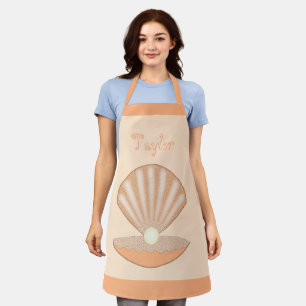 Oyster shell and Pearl Gender Neutral Custom Apron