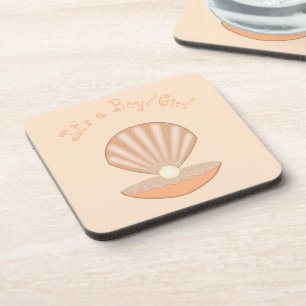 Oyster shell and Pearl Gender Neutral Custom Coaster