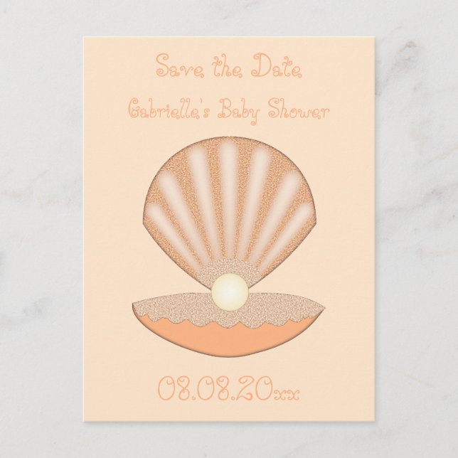 Oyster shell and Pearl Gender Neutral Custom Postcard (Front)