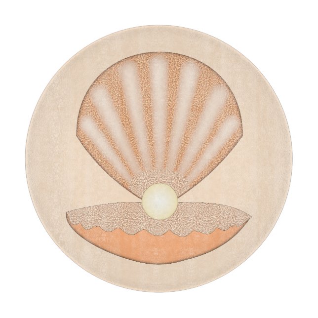 Oyster shell and Pearl Gender Neutral Cutting Board (Front)