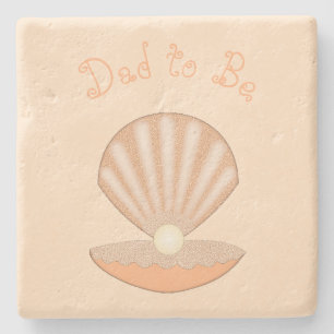 Oyster shell and Pearl Gender Neutral Dad to Be Stone Coaster