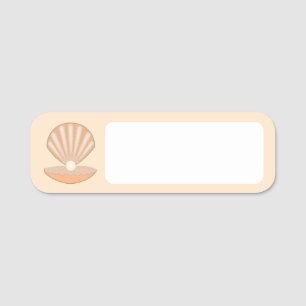 Oyster shell and Pearl Gender Neutral Name Tag