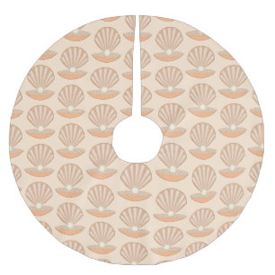 Oyster shell and Pearl Gender Neutral Patterned Brushed Polyester Tree Skirt