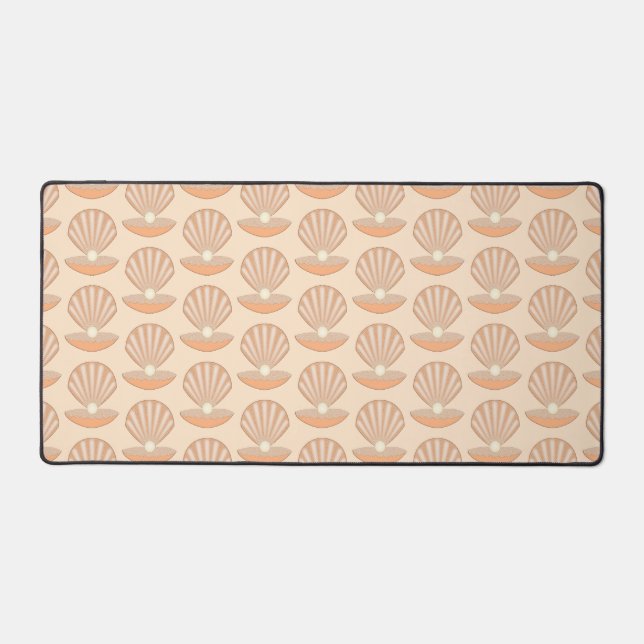 Oyster shell and Pearl Gender Neutral Patterned Desk Mat (Front)