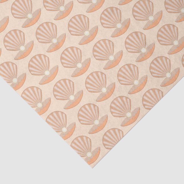 Oyster shell and Pearl Gender Neutral Patterned Tissue Paper (Detail)