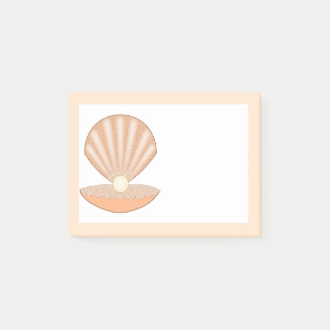 Oyster shell and Pearl Gender Neutral Post-it Notes (Front)
