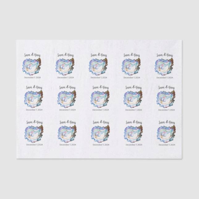 Oyster Shell Hearts Decoupage  Tissue Paper (Front)