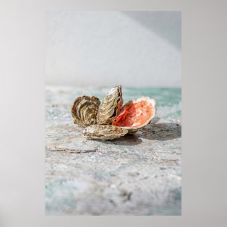 Oyster Shell Still Life in Soft Neutrals Poster
