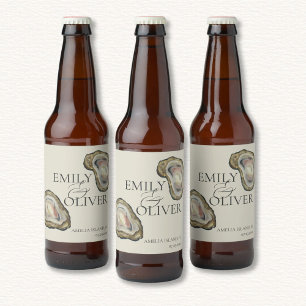 Oyster Shells Wedding Beer Bottle Label