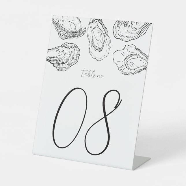 Oyster Shucking Party and Wedding Table Number  Pedestal Sign (Front)