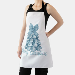 Oyster Tree Bow Preppy Merry Christmas Coquette Apron