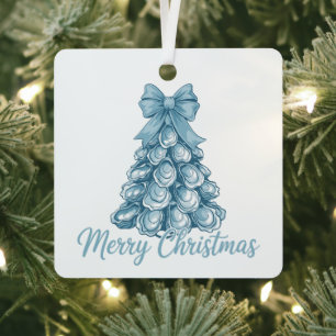 Oyster Tree Bow Preppy Merry Christmas Coquette Metal Tree Decoration