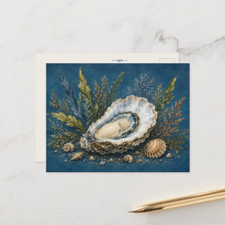 Oyster Watercolour Inspired Deep Sea Post Card Art