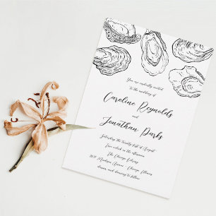 Oyster Wedding Invitation - Black and White 