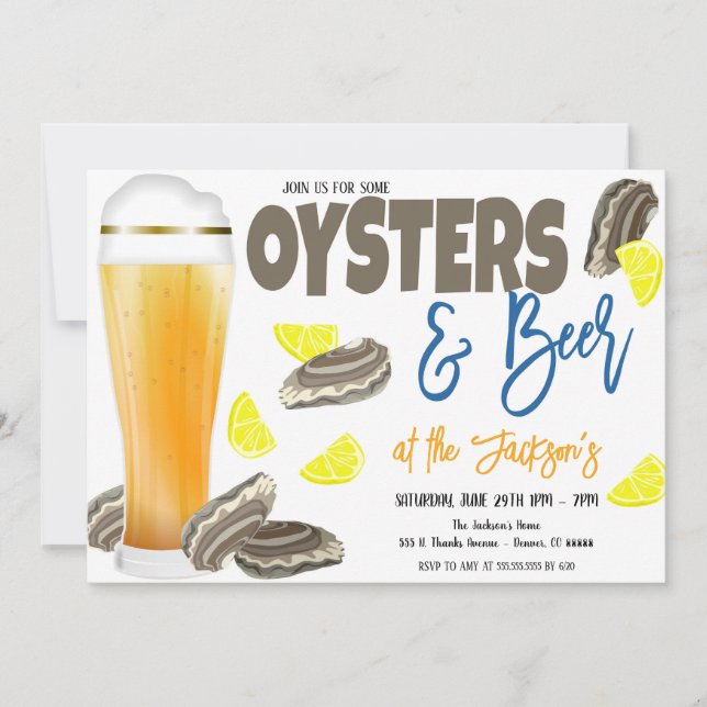 Oysters and Beer Party Invitation (Front)