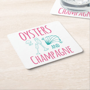 "Oysters & Champagne" Square Paper Coaster
