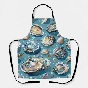 Oysters Clams Seashells Pattern Apron