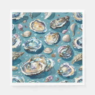 Oysters Clams Seashells Pattern Napkin
