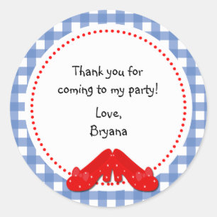Oz Gingham Birthday Party Favour Sticker Labels