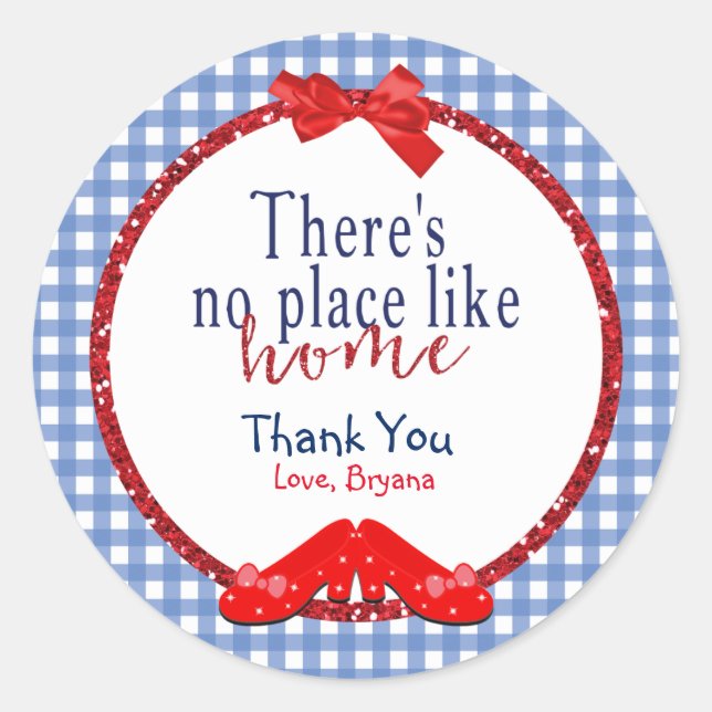 OZ No Place Like Home Party Favour Sticker Labels (Front)