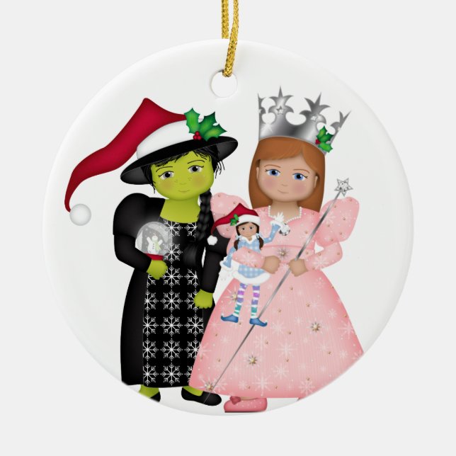 Oz-Some Merry Christmas Glenda and Wicked Witch Ceramic Ornament (Front)