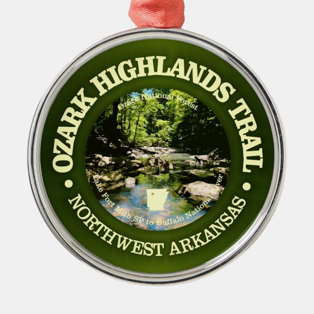 Ozark Highlands Trail (rd) Metal Ornament (Front)