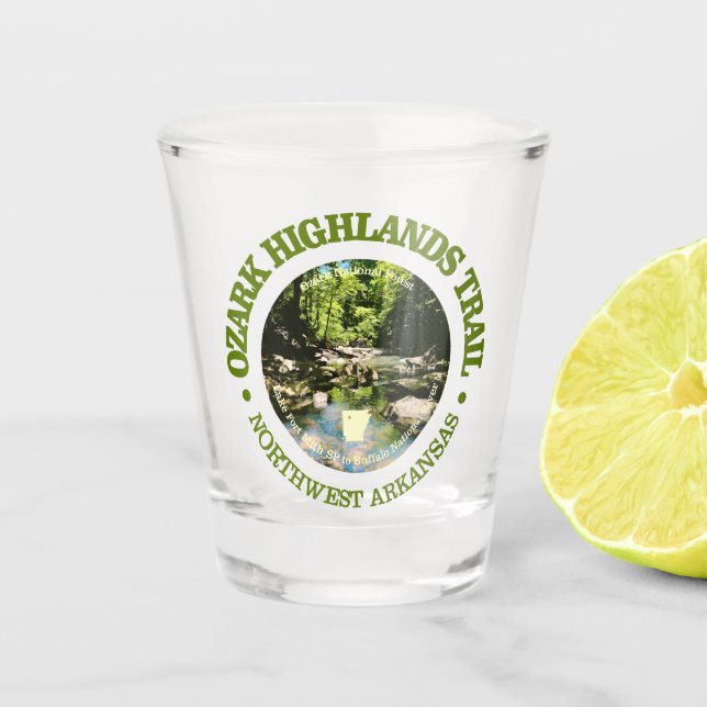 Ozark Highlands Trail (rd) Shot Glass (Front)