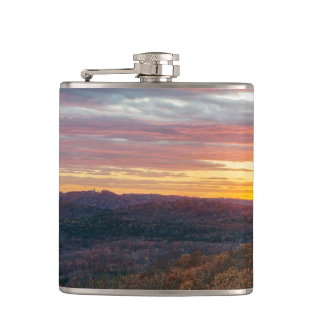 Ozark Mountains Autumn Sunset Hip Flask (Front)