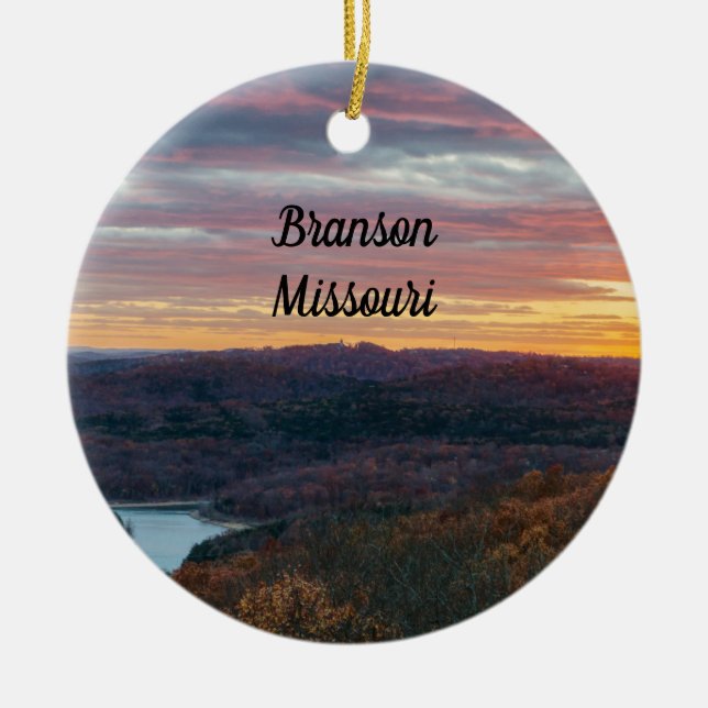 Ozark Mountains Autumn Sunset Ornament (Front)