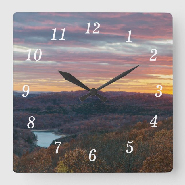Ozark Mountains Autumn Sunset Wall Clock (Front)