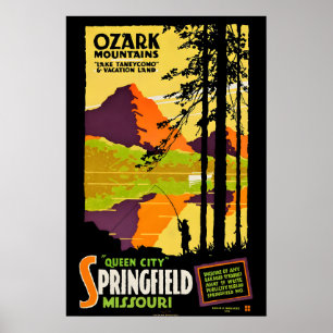 Ozark Mountains Lake Taneycomo 1916 Vintage Style Poster