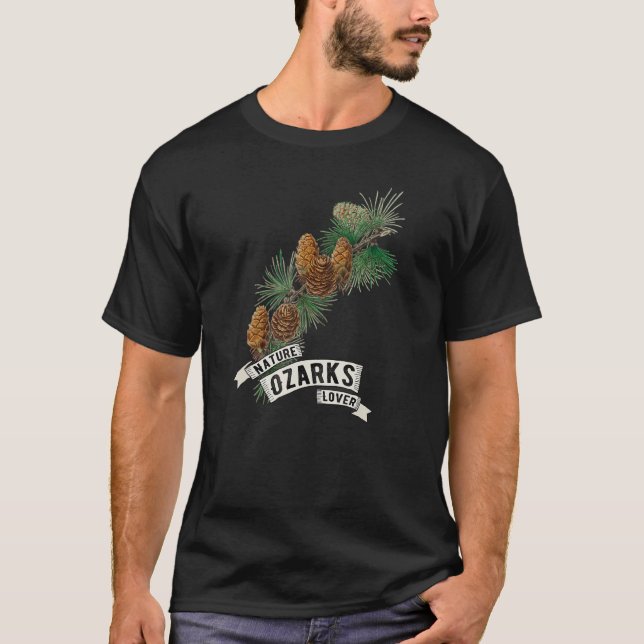 Ozark Mountains Nature  Pine Cones on Branch T-Shirt (Front)