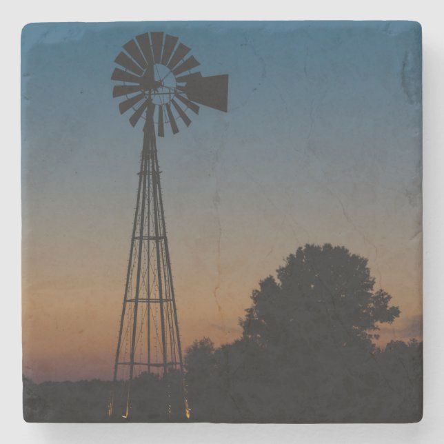 Ozark Sunset Windmill Stone Coaster (Front)