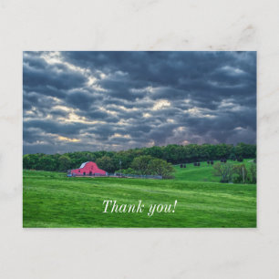 Ozarks Cloudy Farm Sunset Thank You Postcard