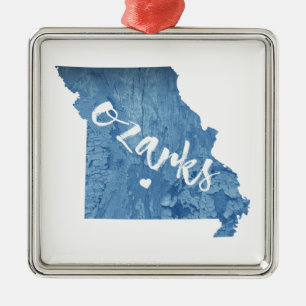 Ozarks, Missouri Wood Grain Metal Ornament